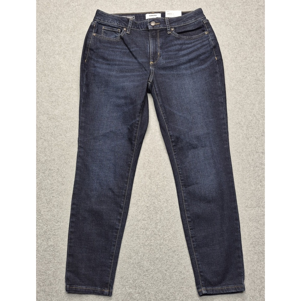 NWT Sonoma Goods For Life Jeans Womens 10 Curvy Skinny Denim Dark Wash Short